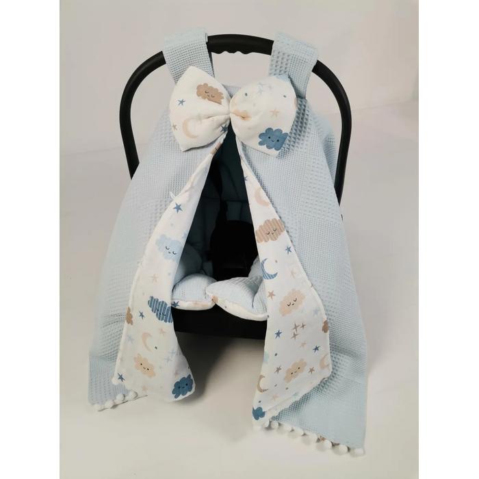 Babynest 8'li set mavi waffle pike - mavi aylı bulutlu müslin