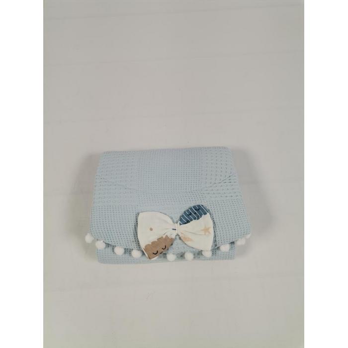 Babynest 8'li set mavi waffle pike - mavi aylı bulutlu müslin