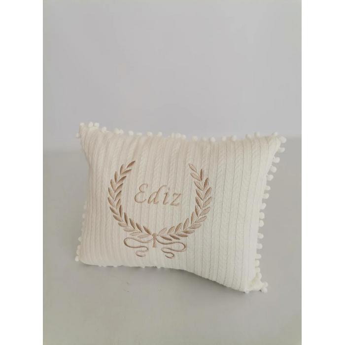 Battaniye ve yastık krem örgü pike - krem poplin 4